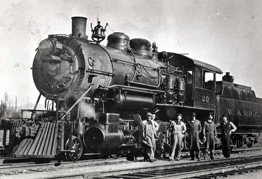 Washington, Idaho & Montana Railway steam engine no. 20 after 1907.