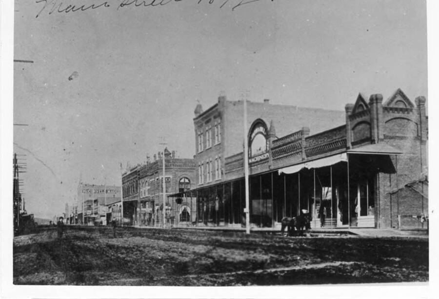 Looking north on Main Street from Fifth Street 1892. Moscow, Idaho