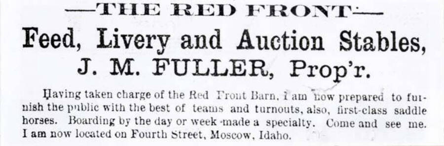 Red Front. Feed, livery and auction stables.