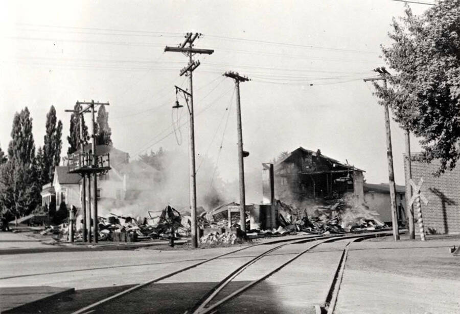 The scene of the aftermath of July 7, 1945, fire