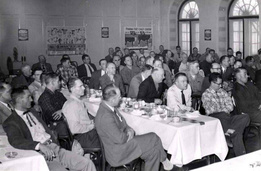 Stockman's meeting by Ralston Purina Company at the Lewis Clark Hotel, Lewiston, Idaho in January 1956. Picture by Clifford M. Ott.