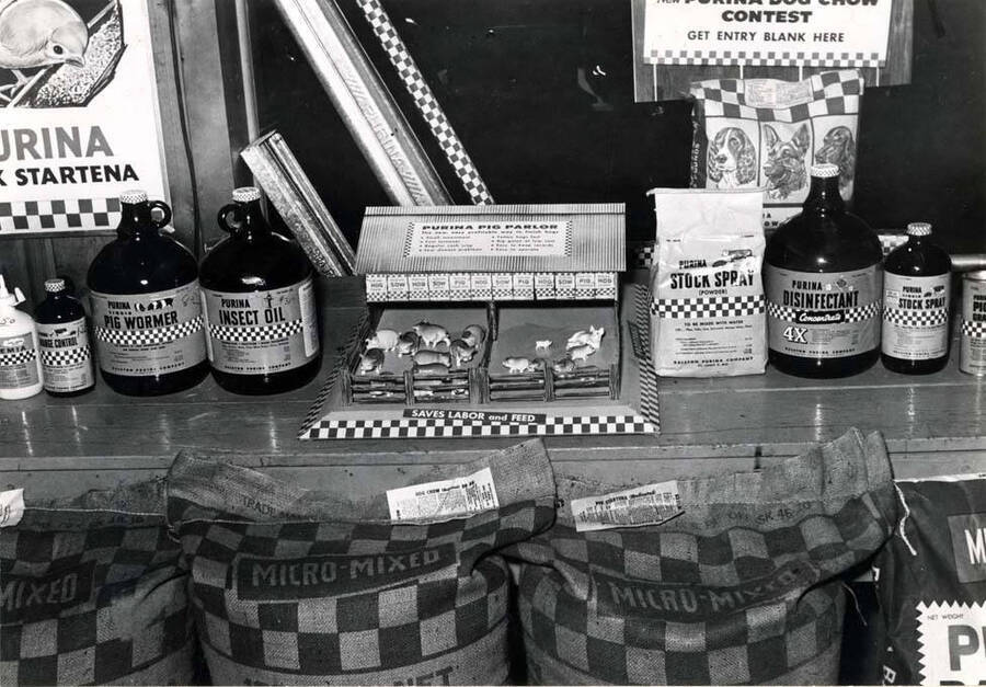 Display of sanitation products in Washburn's Farm Store.