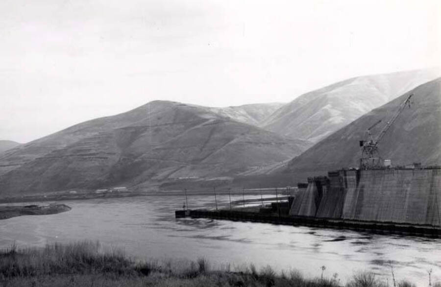 North end of Lower Granite Dam still under construction, December 20, 1972.