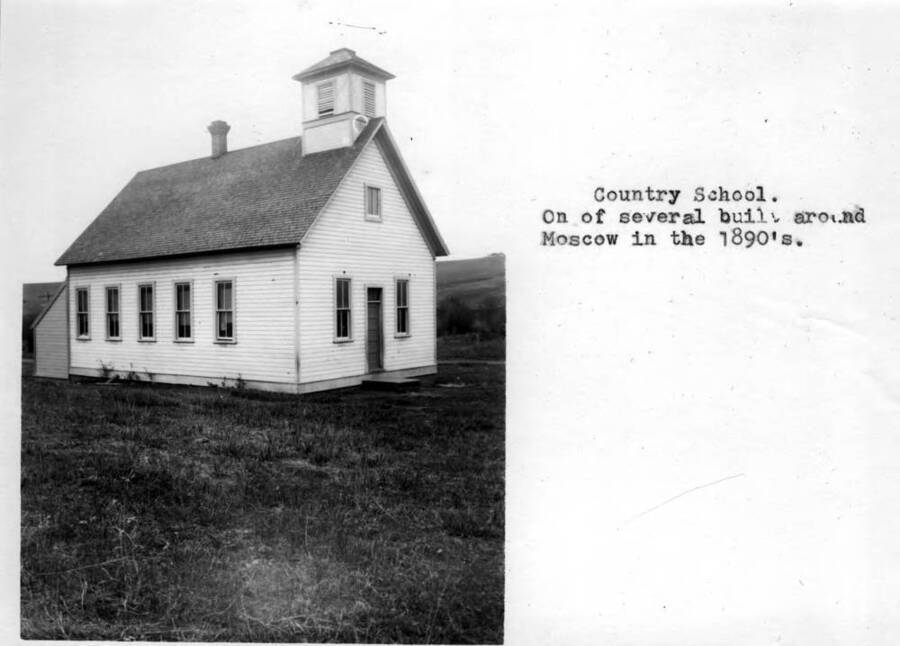 One of several built around Moscow in the 1890's. School has been identified by Mrs. Halpin, who lived nearby, as the Russell or (Emerson) School located west of the junction of Sunshine Road and the Moscow-Pullman highway.
