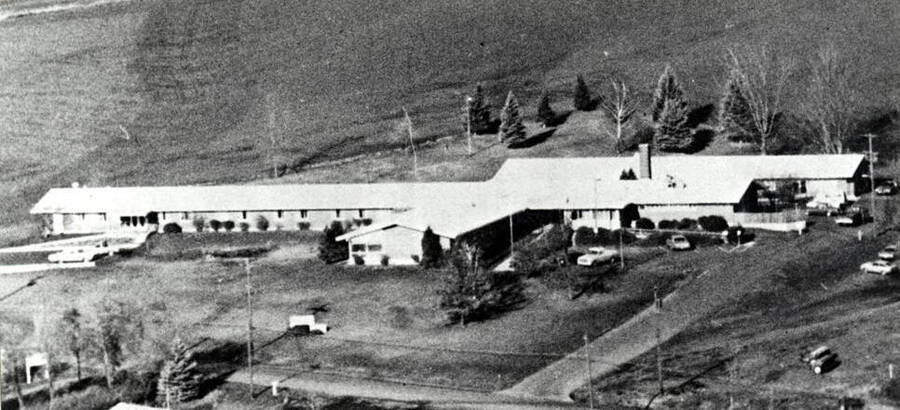 Latah Convalescent Center now Latah Care Center before new wing was added 1981-1982. Aerial photo by Ted Cowan.