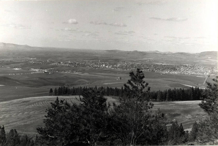 Looking northwest at Moscow from Paradise Ridge in 1968 by Clifford M. Ott.