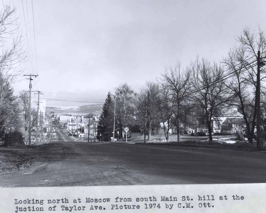 From south Main Street hill at the junction of Taylor Avenue. Picture 1974 by Clifford M. Ott.