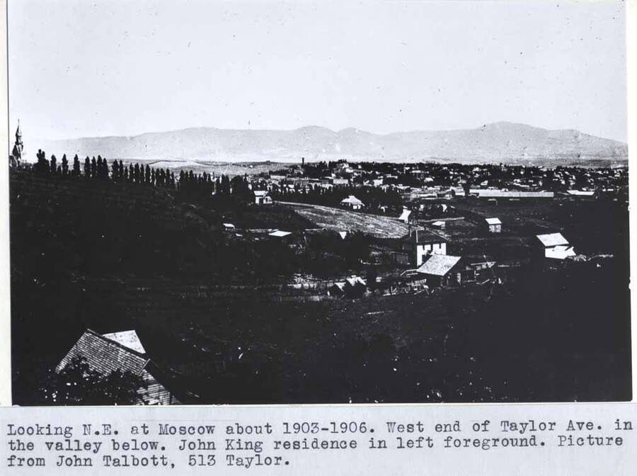 West end of Taylor Avenue in the valley below. John King residence in left foreground. Picture from John Talbott, 513 Taylor Avenue.
