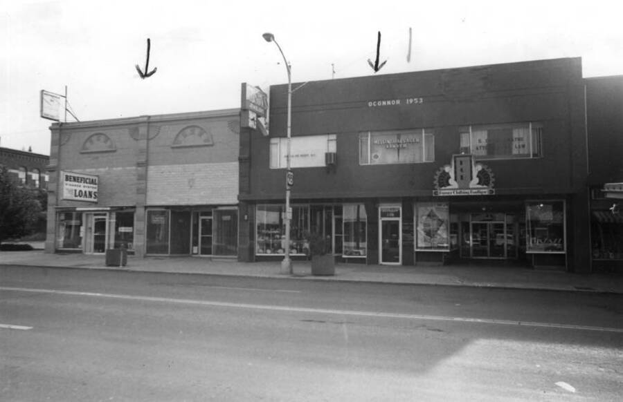 The 'Badger Store' was located in the two rooms at right of the Beneficial Loan room. The Spicer Block as it looked August 26, 1979.