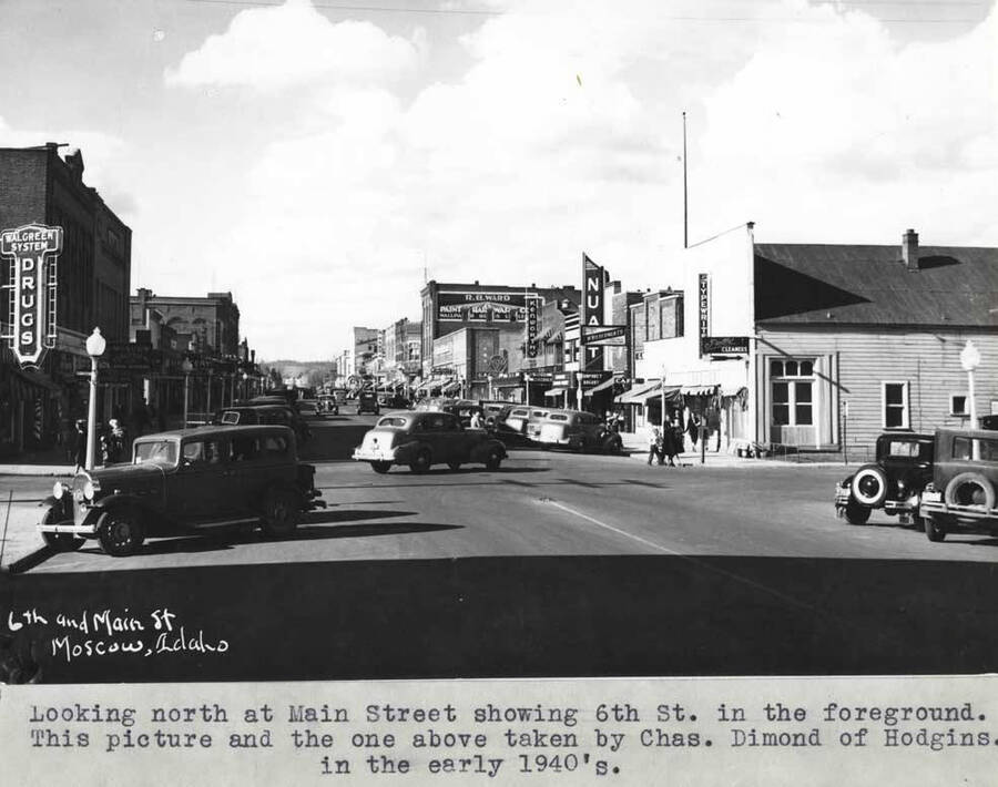 Showing Sixth Street in the foreground. This picture and the one above taken by Charles Dimond of Hodgins. in the early 1940s.
