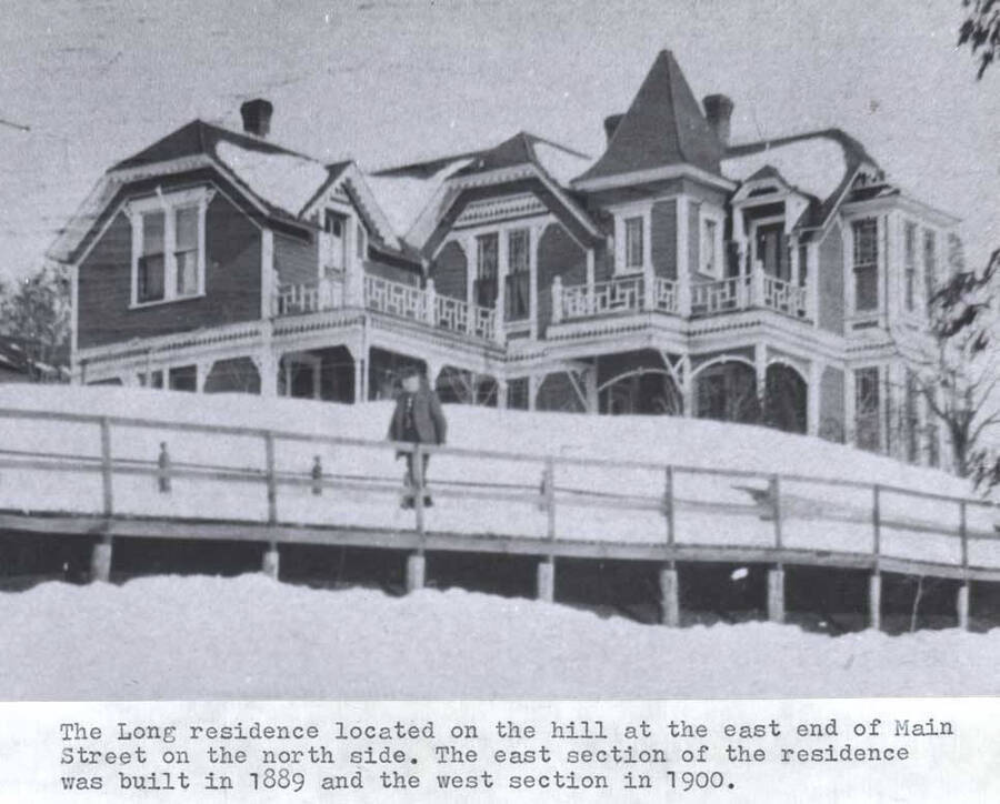 Located on the hill at the east end of Main Street on the north side. The east section of the residence was built in 1889 and the west section in 1900.