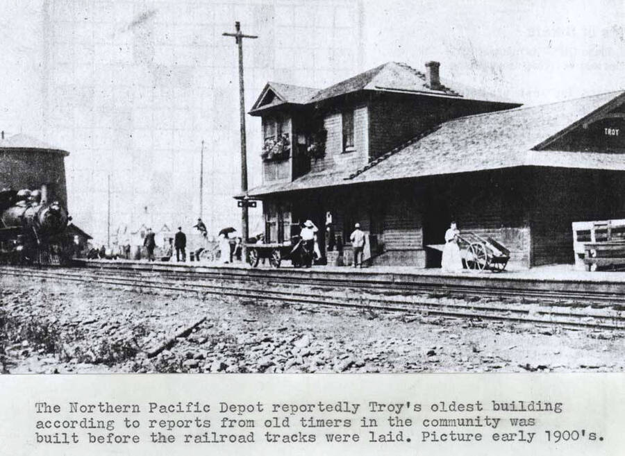 Reportedly Troy's oldest building; according to reports from old-timers in the community was built before the railroad tracks were laid. Picture early 1900s.