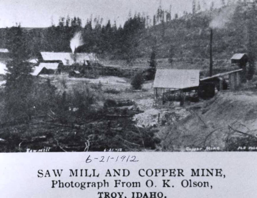 Wording on photo: "Photograph from O.K. Olson, Troy, Idaho." Handwriting on photo: 6-21-1912