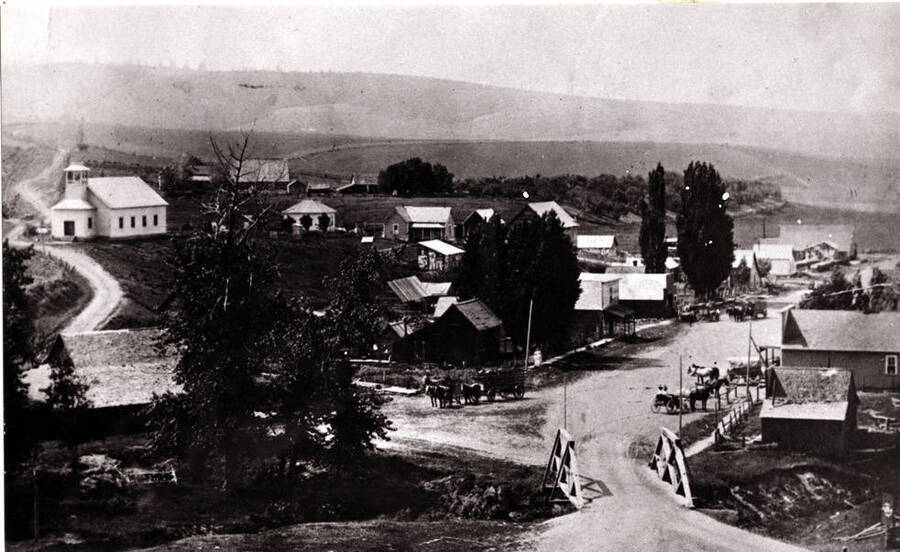 In 1909. At this time the north-south road passed through the village and over the bridge in the foreground. When Highway 95 was built it bypassed Viola about two blocks to the west.