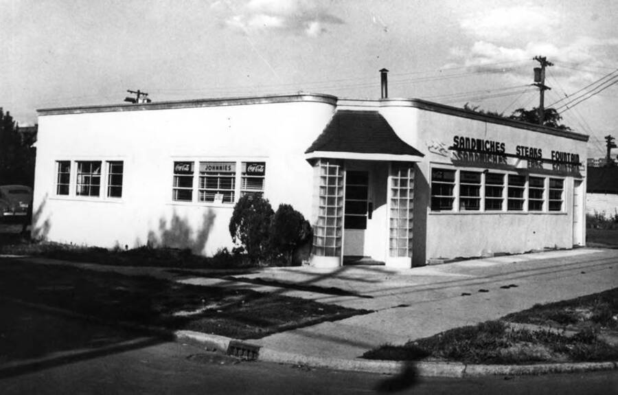 When first built after the old livery barn was razed. Located at the northeast corner of Sixth and Almon streets. Picture by the Idahonian in the 1940s.