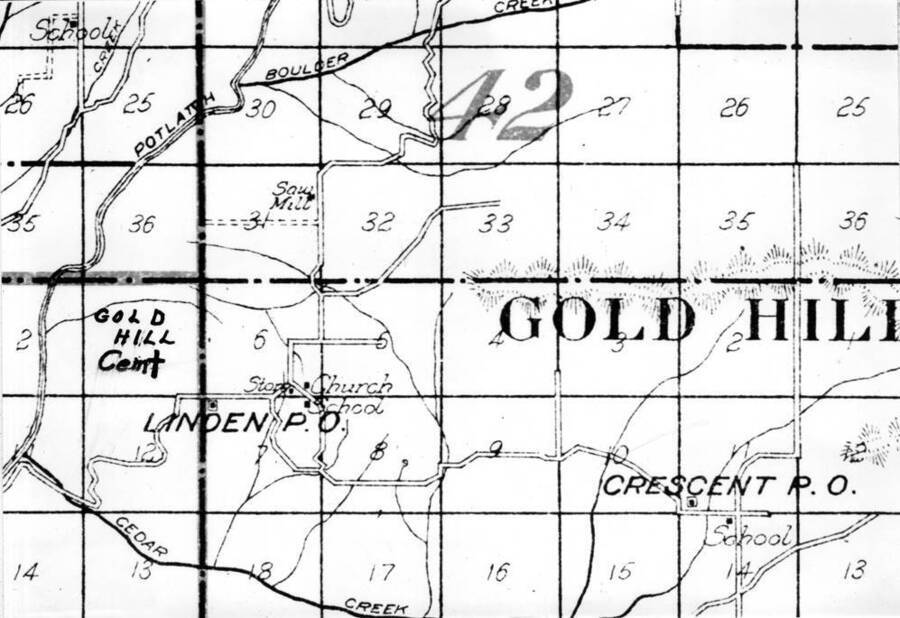 Photo of map section of Linden/Gold Hill