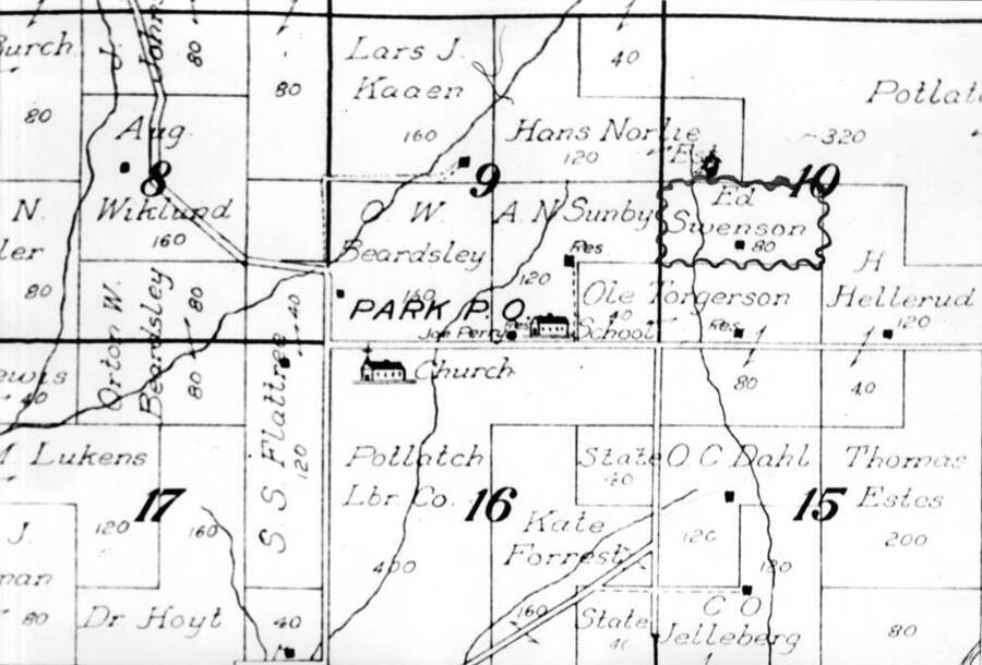 Photo of map section in Park, Idaho.