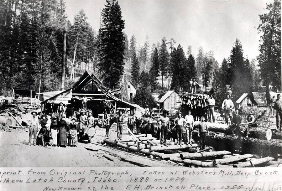 On Deep Creek in northern Latah County, 1888-89. Known today as the F.H. Brinken place. (1955).