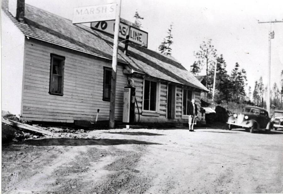 Located at the top of the divide on Highway 95 at the boundary line of Latah-Benewah county line. Picture 1934.