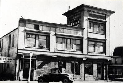 At the northeast corner of Seventh and Main streets. Gritman Hospital at right. Picture taken in the 1930s. Anthony came to Moscow in 1891 and graduated from the University of Idaho in 1898. Upon retiring he moved to Harlen, Montana February 2, 1947.