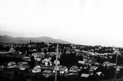Looking northeast from Morrill Hall. View of Moscow about 1908. Picture from a glass transparency at the McConnell Mansion.