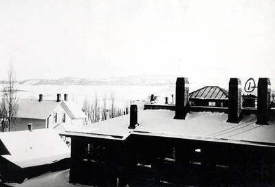 Genesee Ridge (Paradise Ridge) and Lava Dunes Palouse Country, Moscow. Looking southeast from Morrill Hall with the Geology Building in foreground and (1) Ridenbaugh Hall in background.