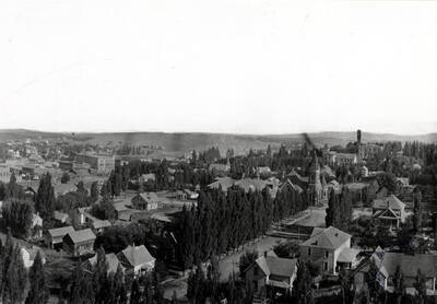 Part 4 of 4 parts looking northwest from the Courthouse at Moscow about 1910. From a panoramic 7 x 39" long. Photographer unknown.