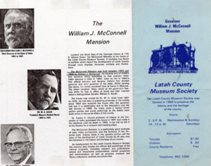 Information on William J. McConnell mansion: taken from brochures, newspaper articles and books.