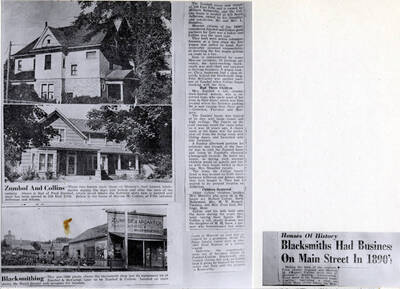 Blacksmithing structures, from a newspaper article clipping