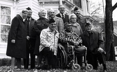 Photo of flag pole dedication attendees by Clifford M. Ott.