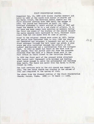 A typescript document of the history of the Presbyterian Church in Moscow.