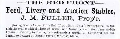 Red Front. Feed, livery and auction stables.