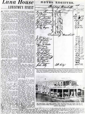Photocopy of a news article about the history of Luna House in Lewiston.