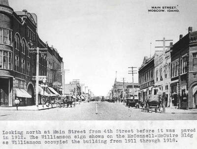 The Williamson sign shows on the McConnell-Maguire Building as Williamson occupied the building from 1911 through 1918.