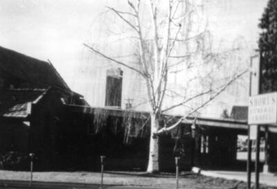 East end facing south after remodeled in 1966. Short's sign at right in picture.