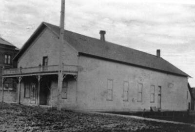 Located at the southeast corner of Third and Jefferson streets. It was in this building that the Latah County Pioneer Association was organized at two o'clock on the afternoon of June 8, 1891. John Russell was the first chairman and Henry McGregor was the first secretary-treasurer. The building was later destroyed by fire. 1905.