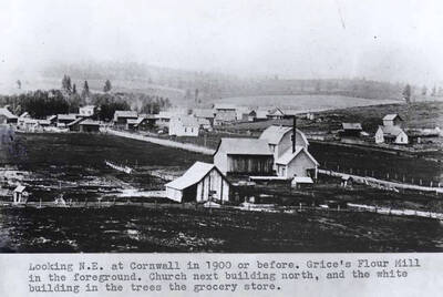 In 1900 or before. Grice's flour mill in the foreground. Church next building north, and the white building in the trees the grocery store.