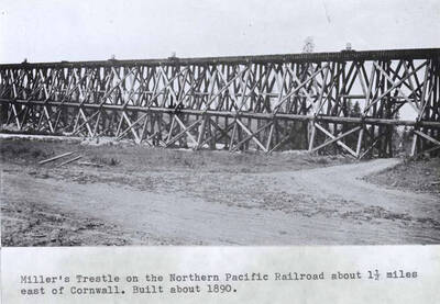 On the Northern Pacific Railroad about one-and-one-half miles east of Cornwall. Built about 1890.