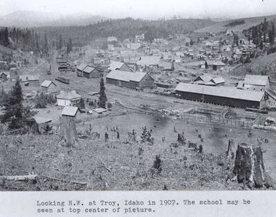 In 1907. The school may be seen at top center of picture.