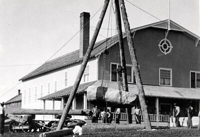 Two large granite boulders, one weighing twelve tons have been placed on the Athletic Club lawn as a memorial to William Deary. Heavy equipment and a crew of 12 men were required to set the monument in place. It was erected June 11, 1921.