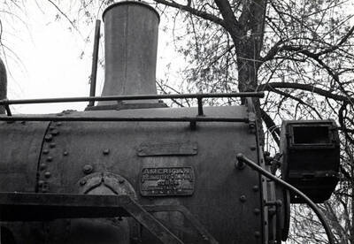 Showing the manufacturer's plaque on the side. 'American Locomotive Company 40654 Schenectady Works June 1906'. By Clifford M. Ott February 1, 1984.