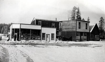First mercantile store at left owned by Peter Johnson. Copied from a postcard about 1907.
