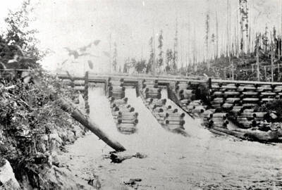 Potlatch Lumber Company mill pond dam. Elk River.