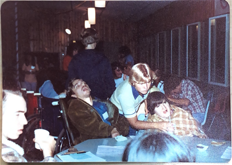 A night gathering at Camp Larson.