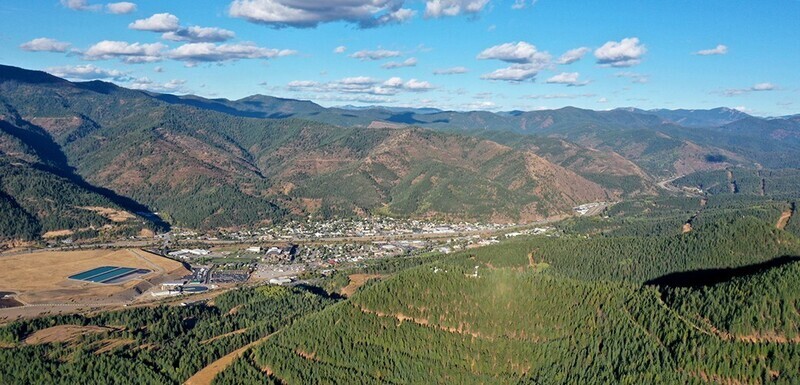 An overhead view of the modern-day Bunker Hill mine.