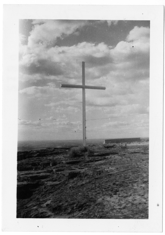 Early photo of Table Rock Cross, 1950s to 1960s.
