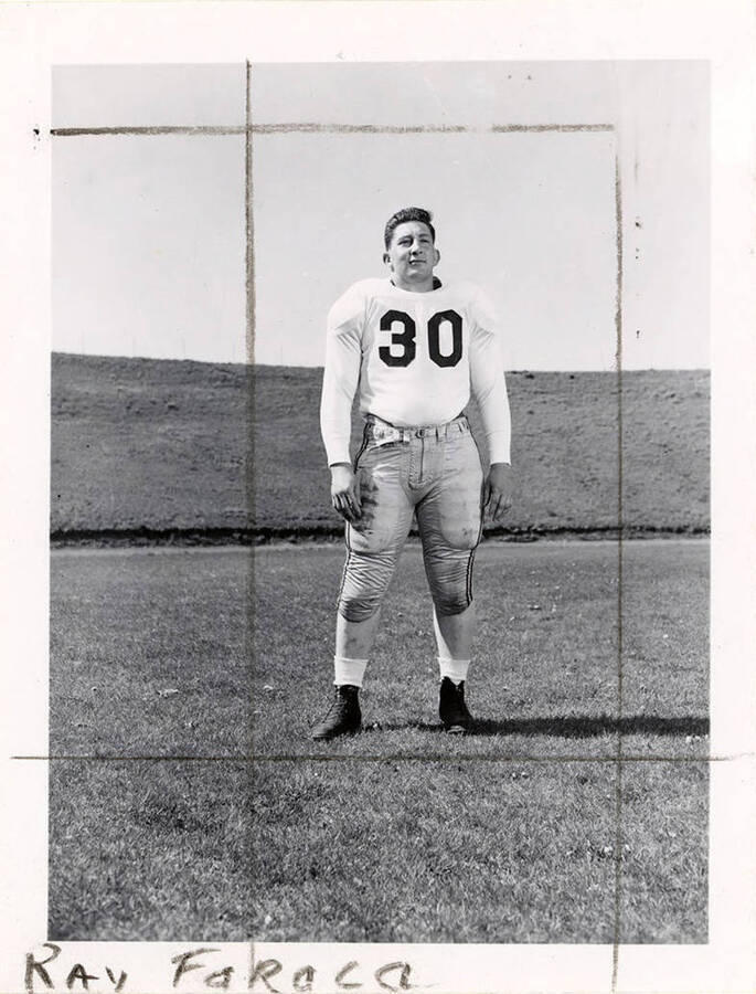 Ray Faraca, a guard for the University of Idaho football team, standing on the field.