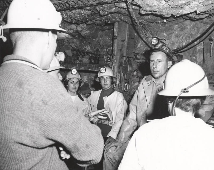 Students from the NDEA Summer Institute participate in an underground tour of Lucky Friday mine at Mullan.