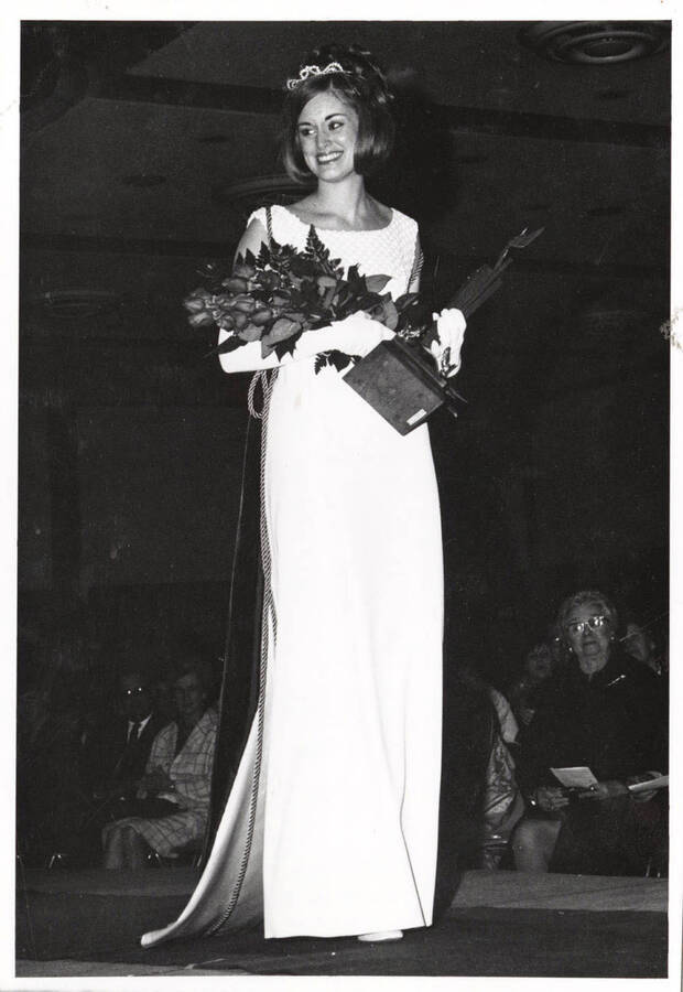 Debra Kay Meyer, Miss University of Idaho, poses for a picture after being crowned.