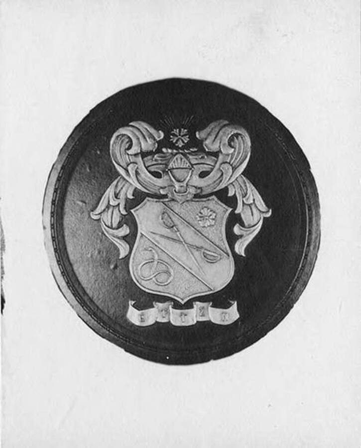 Photograph of a leather patch of the Sigma Nu shield.